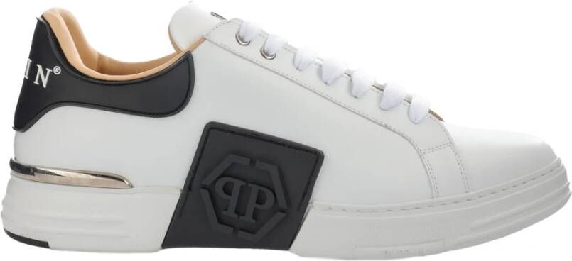Philipp Plein Witte Sneakers Regular Fit Geschikt voor alle temperaturen 100% Leer White Heren - Foto 4