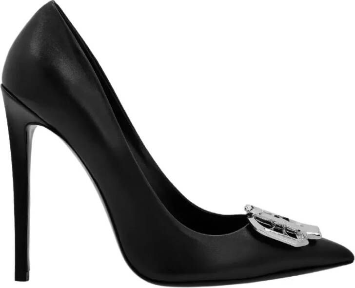 Philipp Plein Zwarte Gothic logo hoge hakken