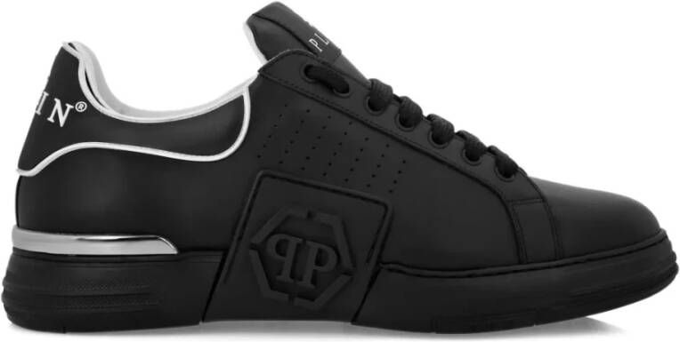 Philipp Plein Zwarte Nappa Leren Lage Sneakers
