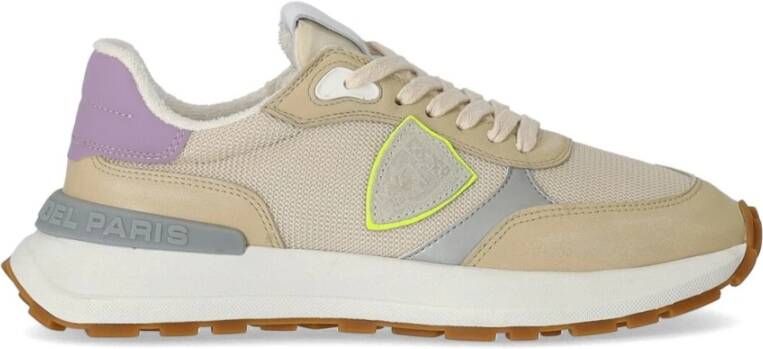 Philippe Model Antibes Low Beige Sneaker Dames Mesh en Leren Sneakers Beige Dames