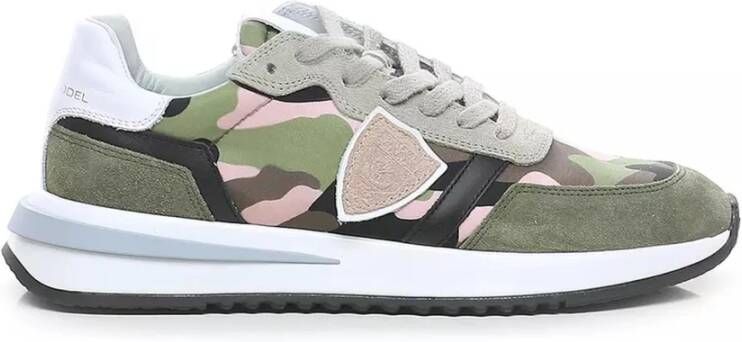 Philippe Model Tropez 2.1 Camouflage Militaire Rose Sneakers Groen Dames