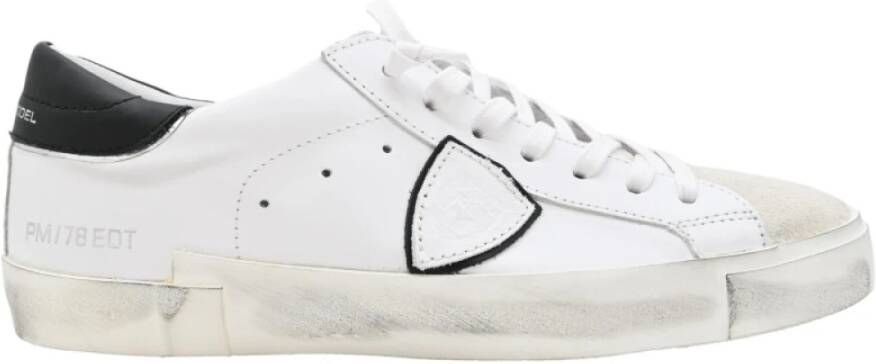 Philippe Model Witte Leren Sneakers met Iconische Details White Heren
