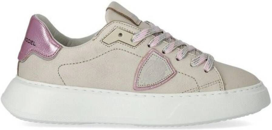 Philippe Model Beige en Roze High-Top Sneakers