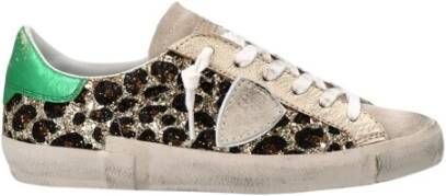 Philippe Model Glitter Sneakers met dierenprint en gelamineerde details Multicolor Dames