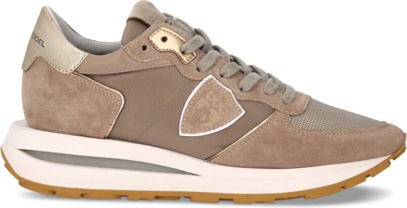 PHILIPPE MODEL Lage Sneakers Dames Tropez Haute Low Maat: 41 Materiaal: Suède Kleur: Beige
