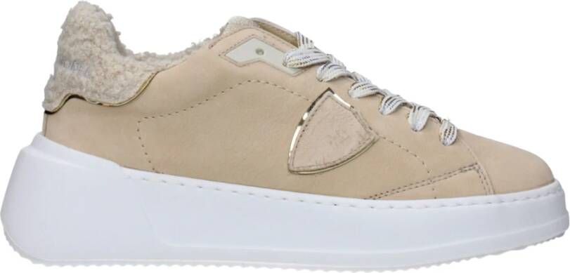 Philippe Model Beige Bont Sneakers voor Vrouwen Beige Dames