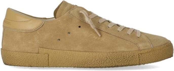 Philippe Model Beige Sneaker met Suède Inzetstukken Beige Heren
