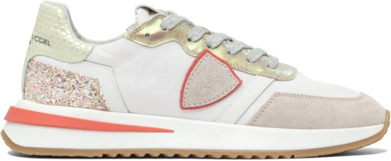 Philippe Model Low-Top Sneakers Beige Sneakers With Suede And Leather Panels in wit