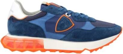 Philippe Model Blauwe Gelamineerde Leren Sneaker Blauw Heren