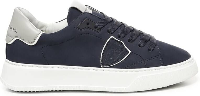 Philippe Model Blauwe Leren Sneakers met Geheugenschuim