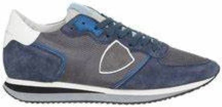 Philippe Model Blauwe nubuck vetersneakers