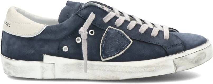 Philippe Model Blauwe Leren Sneakers met Contrasterende Details Blue Heren