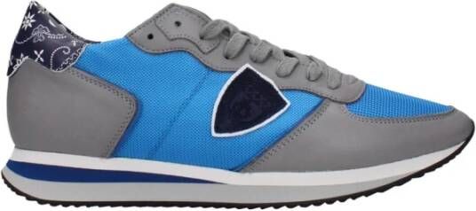Philippe Model Blauwe Stoffen Sneakers met Logo Detail