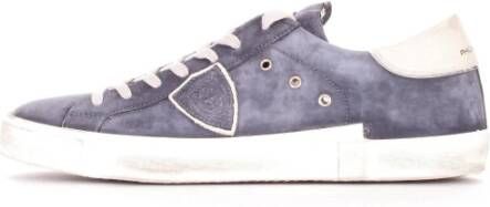 Philippe Model Blauwe Leren Sneakers met Contrasterende Details Blue Heren