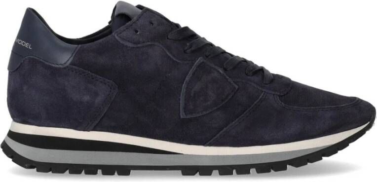 Philippe Model Blauwe Suède Trpx Lage Sneaker Blauw Heren