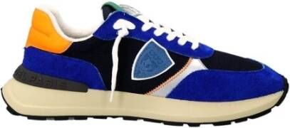 Philippe Model Blauwe Technische Stoffen Sneakers met Suède Blue Heren