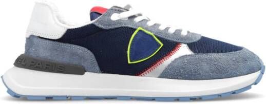 Philippe Model Blauwe Technische Stoffen Sneakers met Suède Inzetstukken Blue Heren