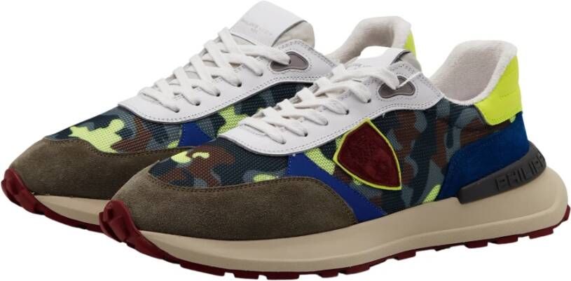 Philippe Model Camouflage Lage Heren Sneaker met Kleurrijk Design Bruin Heren