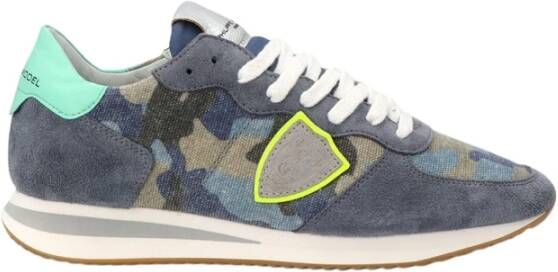 Philippe Model Camouflage Neon Sneakers Blauw Dames