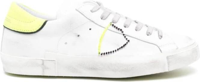 Philippe Model Leren Vetersneakers met Handtekeningembleem White Heren