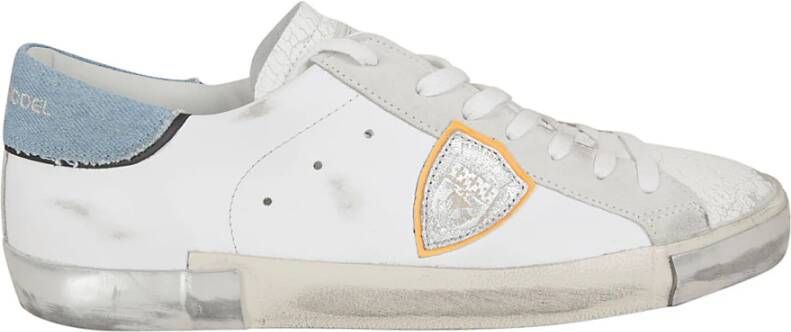 Philippe Model Crackle Denim Lage Top Sneakers White Heren