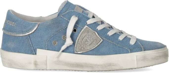 Philippe Model Denim Bluette Lage Sneaker met Logo