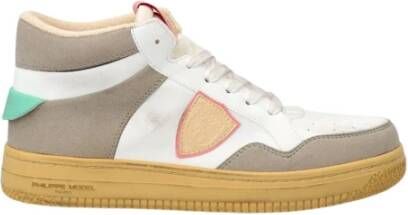 Philippe Model Duurzame High-Top Basketbalschoenen Beige Dames