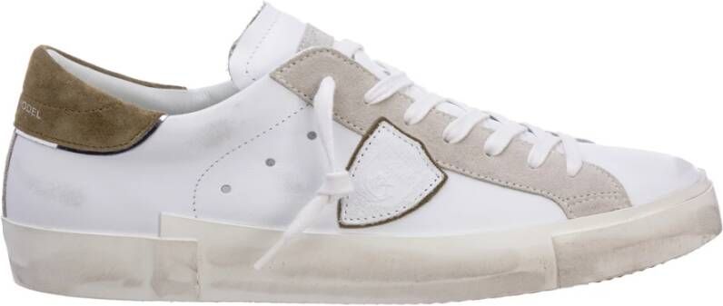 Philippe Model Sneakers met Vintage-effect van Kalfsleer en Suède White Heren