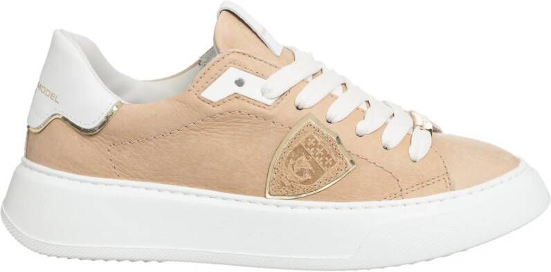 Philippe Model Eenvoudige Veterschoenen voor Temple Beige Dames