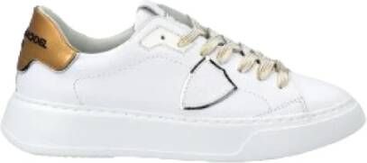 Philippe Model Elegante witte en gouden sneakers voor vrouwen White Dames