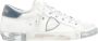 Philippe Model Witte Leren Sneaker met Gebruikte Effectdetails White Dames - Thumbnail 1