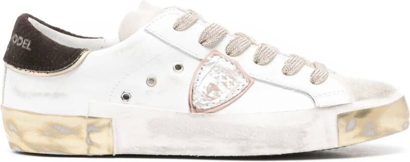 Philippe Model Fluwelen Sneaker met Suède Details White Dames
