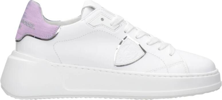 Philippe Model Witte+Lichtblauwe Sneakers met Metallic Accenten White Dames