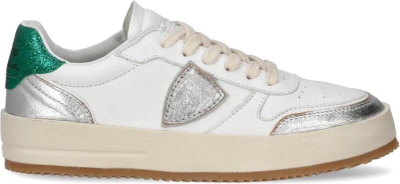 Philippe Model Glamoureuze Wit Zilver Sneakers White Dames