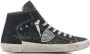 Philippe Model Zwarte Hoge Sneakers Leer Suède Glitter Black Dames - Thumbnail 14