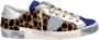 Philippe Model Glitter Lage Sneakers met Zilver Leer en Luipaardprint Blauw Dames - Thumbnail 1