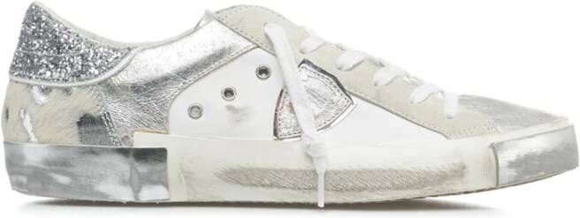 Philippe Model Glitter Sneaker met Logo Details Gray Dames