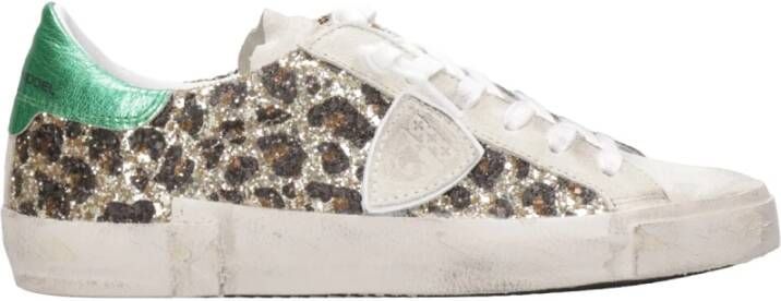 Philippe Model Glitter Sneakers met dierenprint en gelamineerde details Multicolor Dames