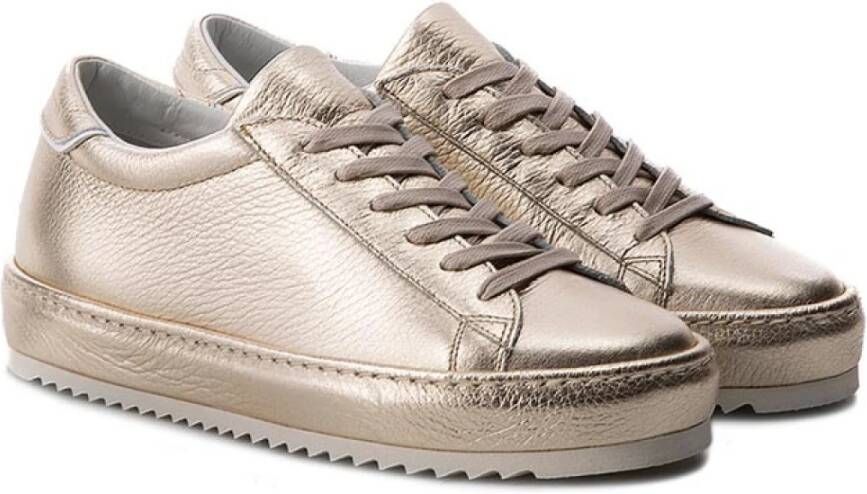 Philippe Model Gouden Leren Lage Sneakers Geel Dames