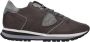 Philippe Model Grijze Leren Sneakers met Logo - Thumbnail 1