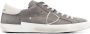 Philippe Model Grijze Leren Sneakers met Logo Patch Gray Heren - Thumbnail 1