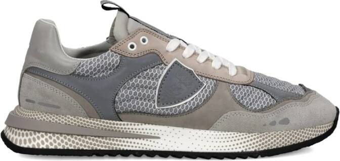 Philippe Model Grijze Mesh Sneaker met Geperforeerde Details