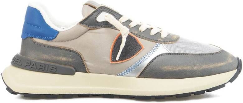 Philippe Model Grijze Sneakers Aw23 Leer en Textiel Rubberen Zool Grijs Heren