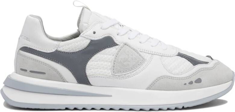 Philippe Model Lage Witte Grijze Sneaker Geborduurd Mesh White Heren