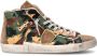 Philippe Model Groen Beige Camo Hoge Sneakers Green Heren - Thumbnail 1