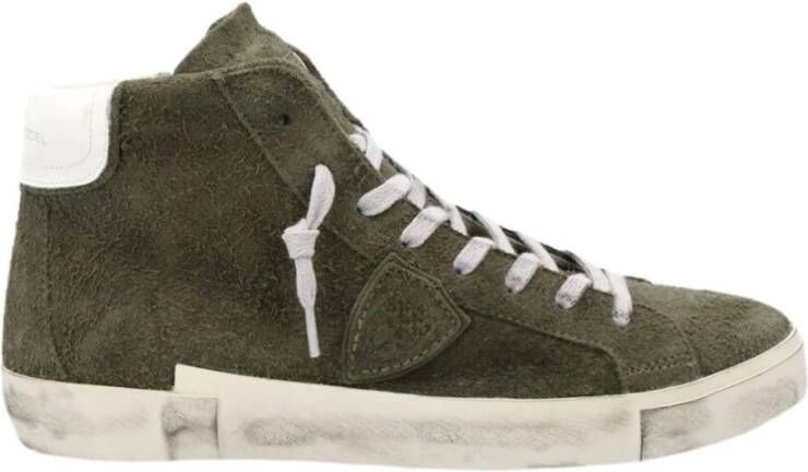 Philippe Model Groene hoge sneakers in verweerde stijl Green Heren