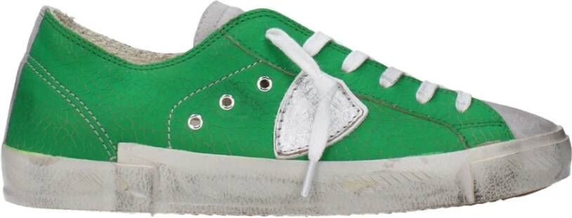 Philippe Model Groene leren sneakers vintage stijl