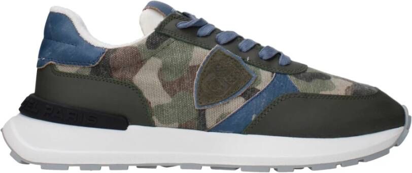 Philippe Model Groene stoffen sneakers met metallic effect