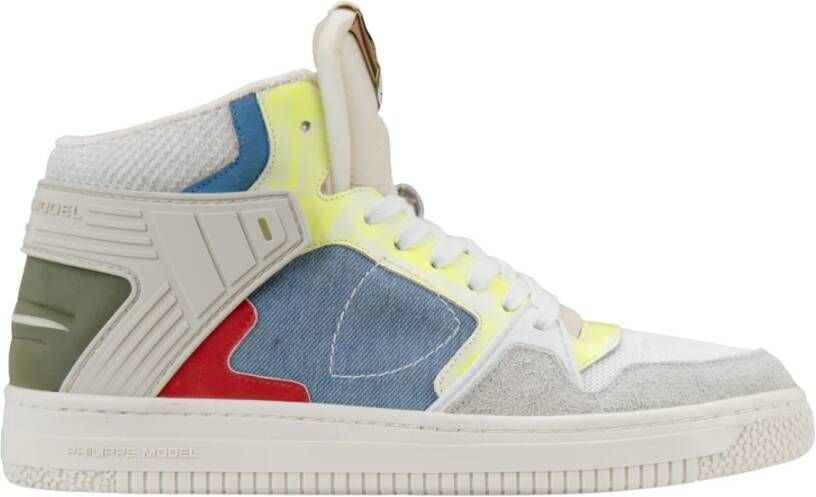 Philippe Model Retro Stijl Blauw Witte Sneakers Multicolor Heren
