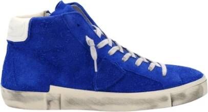 Philippe Model Hoge Heren Sneakers Parijs Blauw Klein Detail Blauw Heren